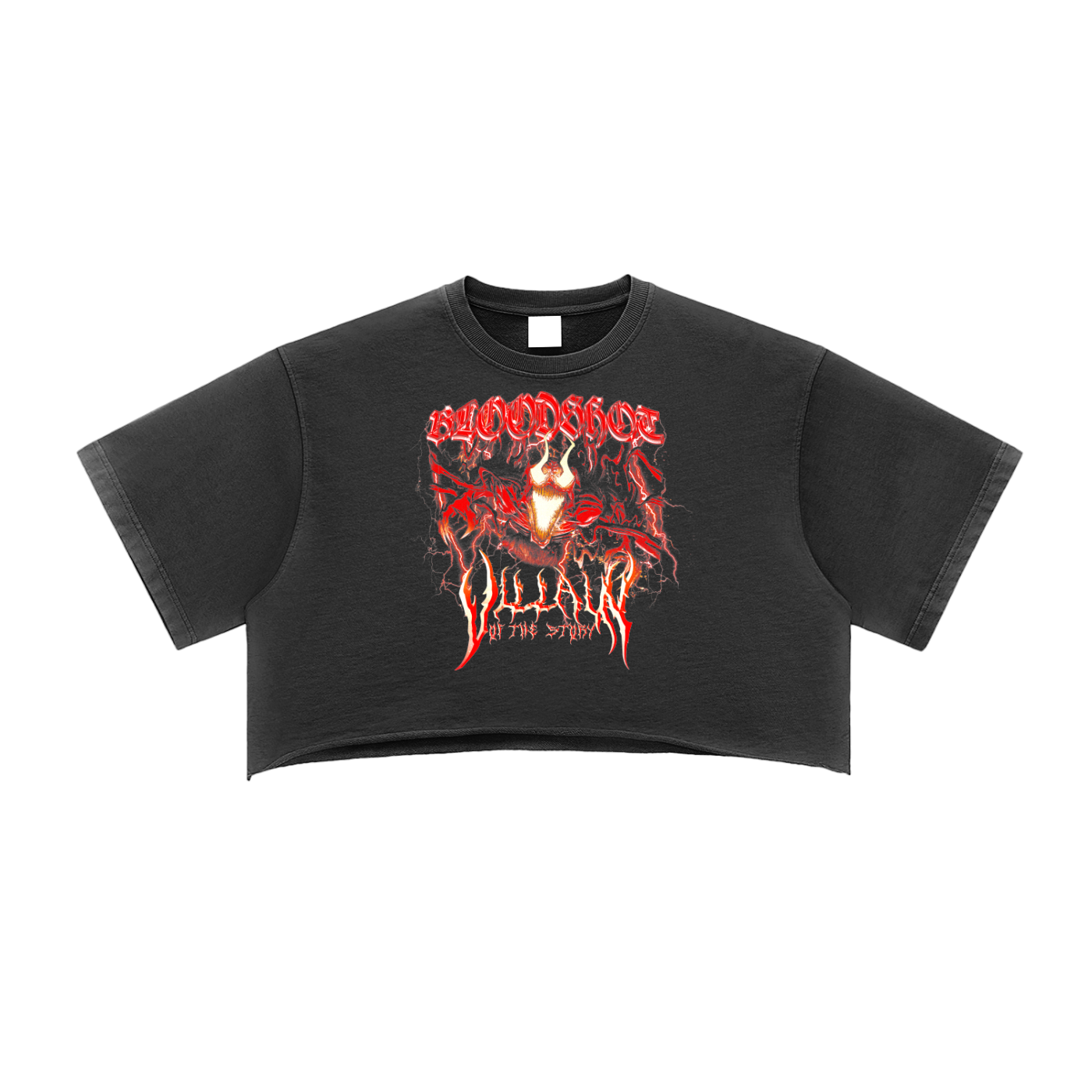 Bloodshot Snow Washed Raw Edge Crop Top