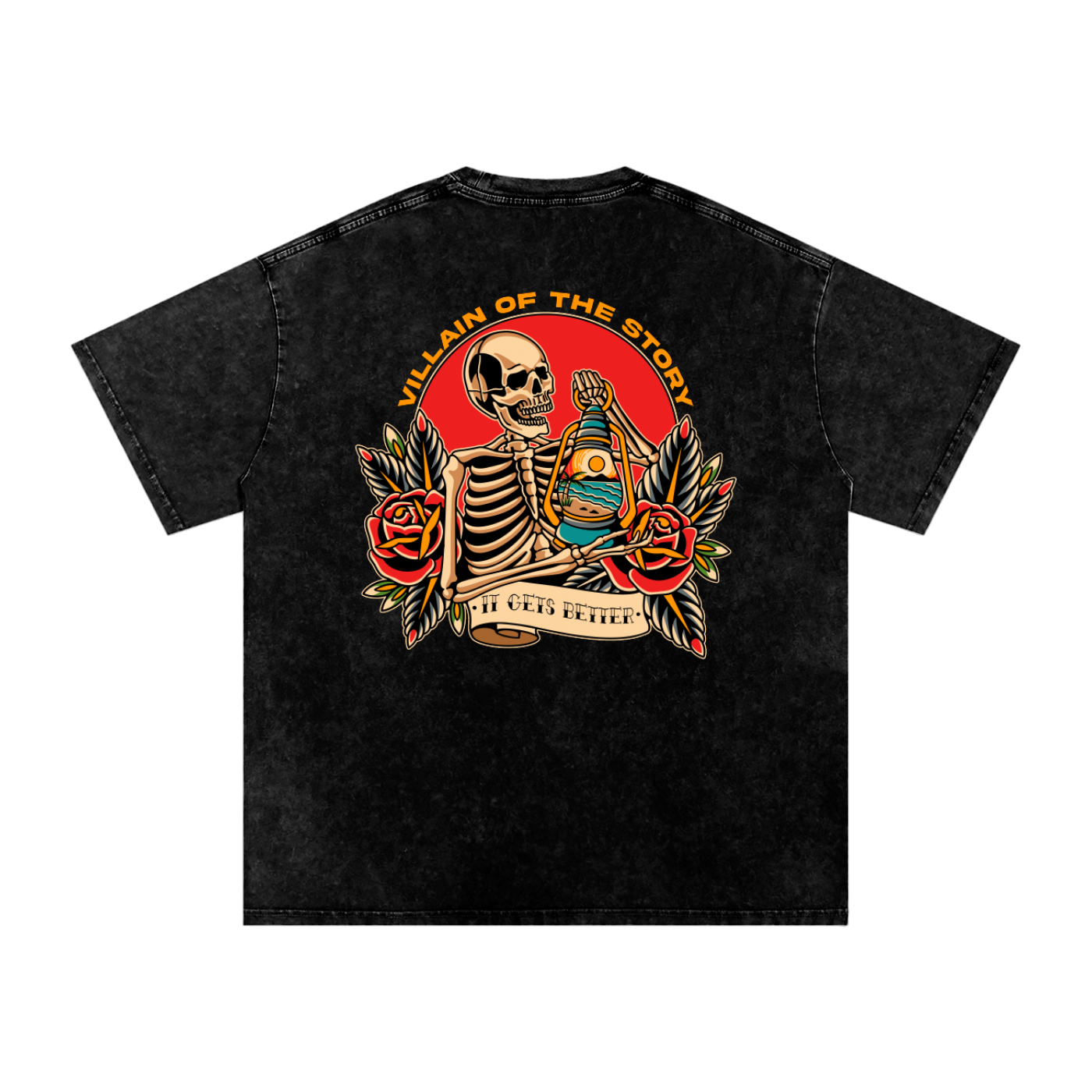 'Better' Snow-Washed-Oversized Black Tee