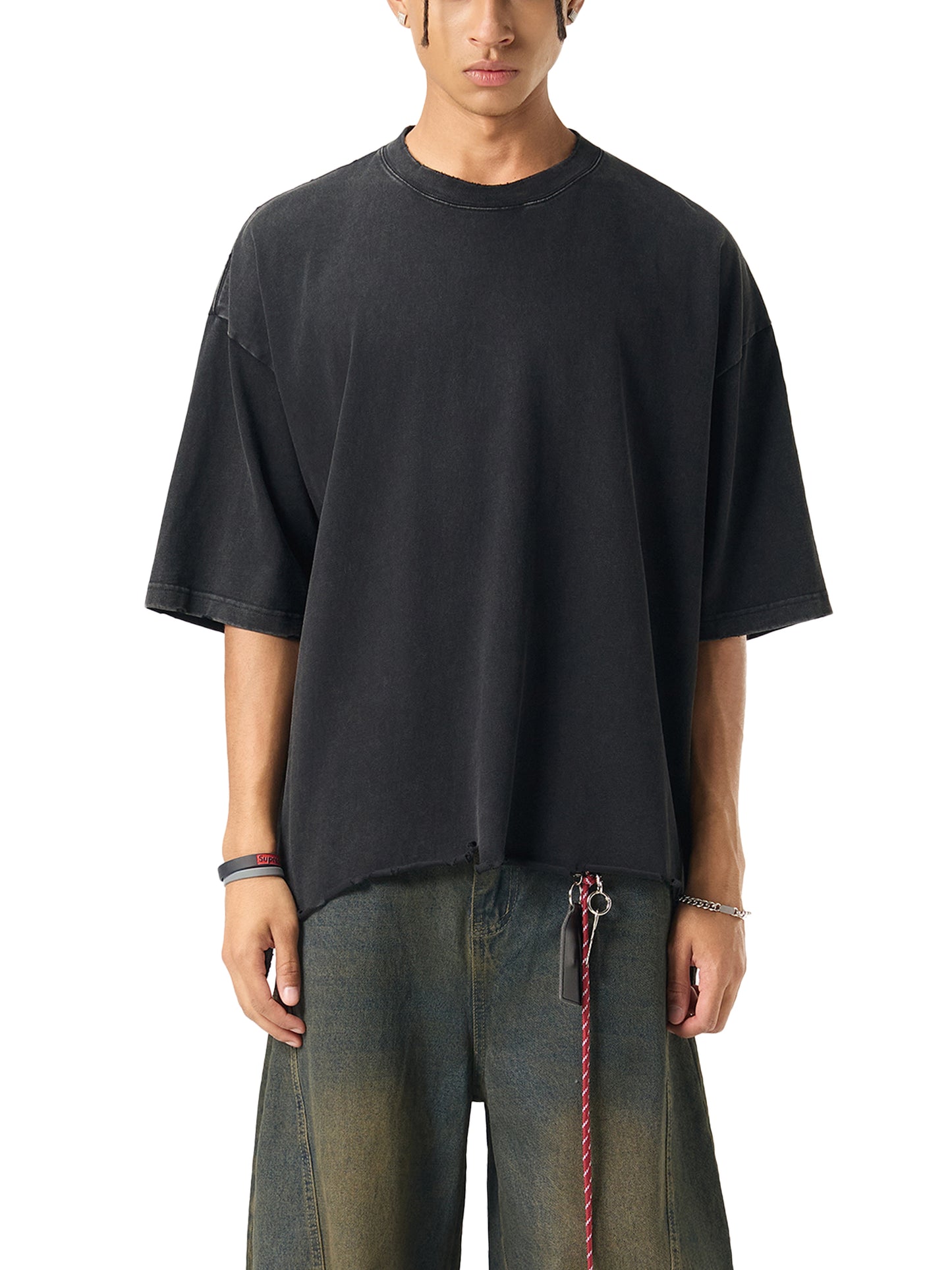 'Jester' Snow-Washed-Raw-Hem Tee