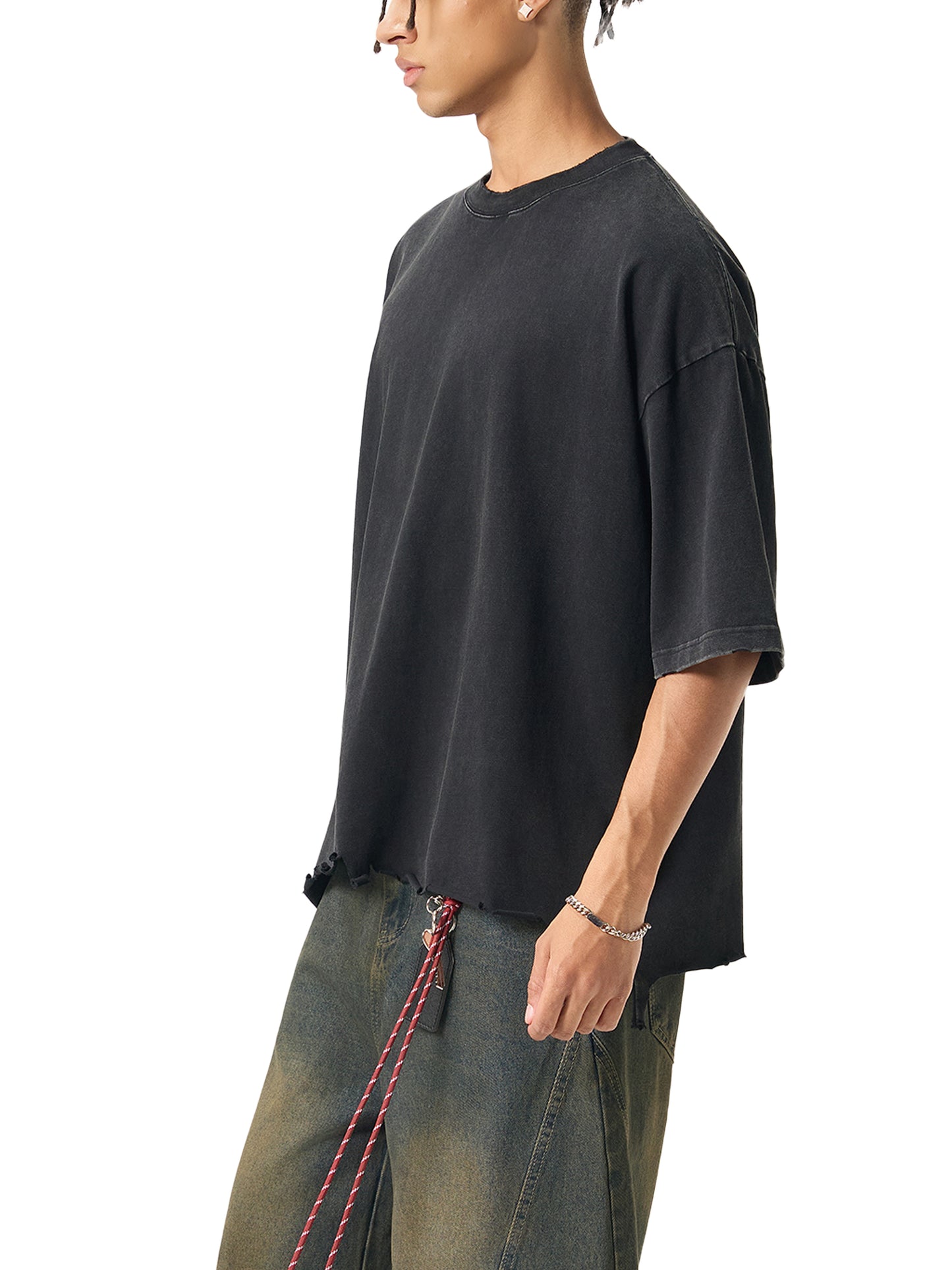 'Jester' Snow-Washed-Raw-Hem Tee